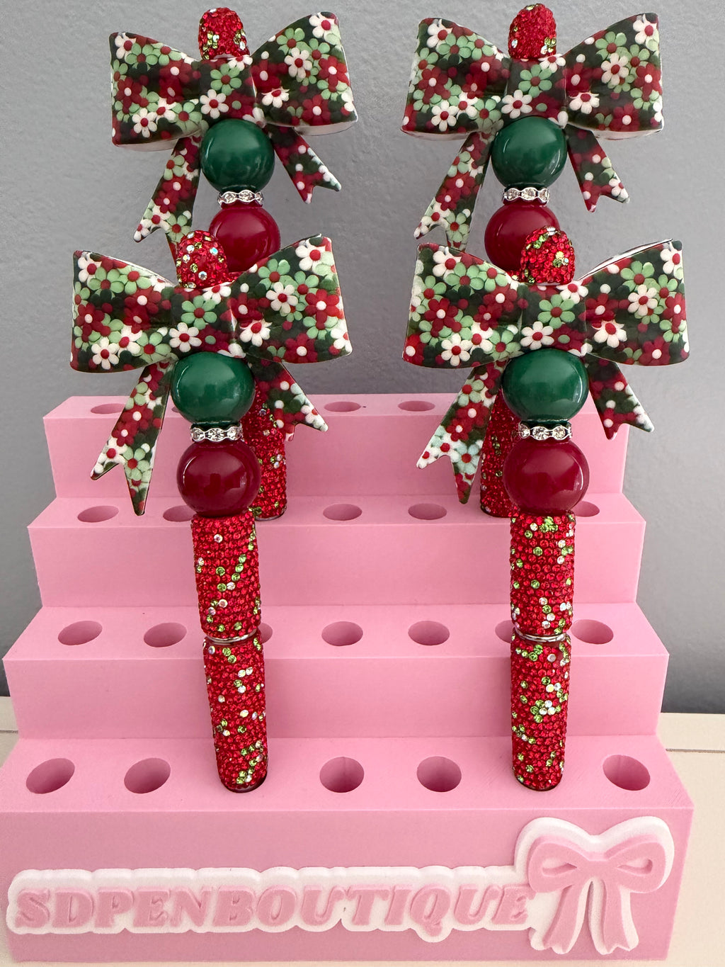Christmas Flower Bow Beaded Pen