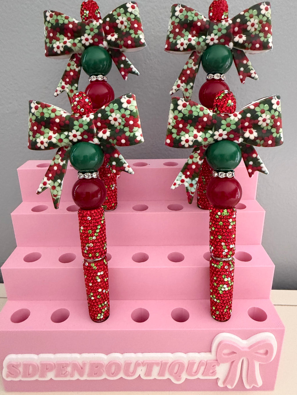 Christmas Flower Bow Beaded Pen
