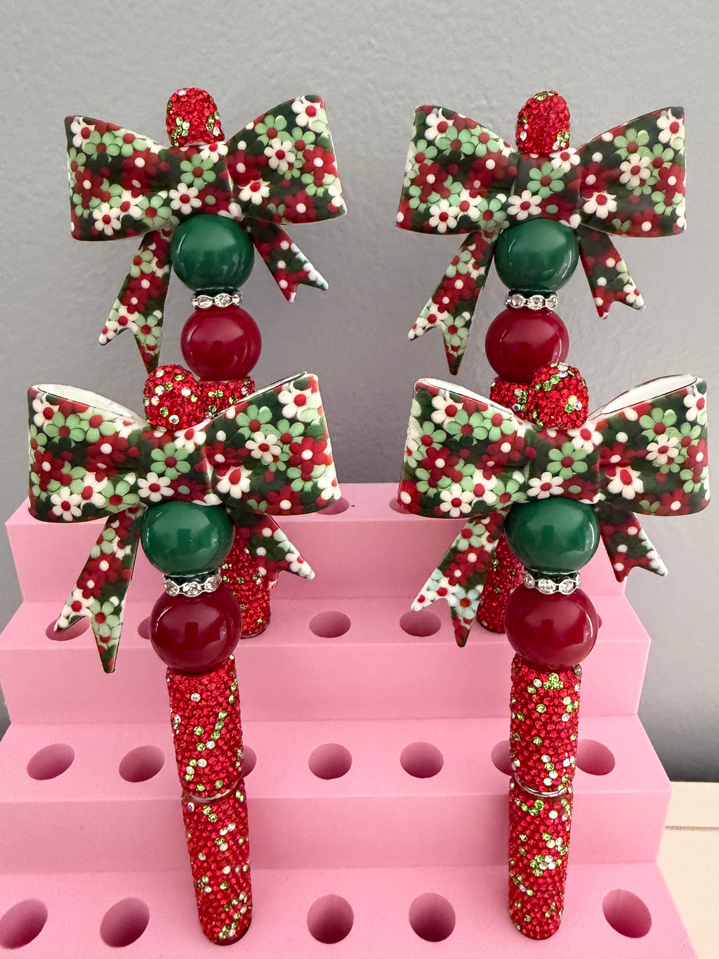 Christmas Flower Bow Beaded Pen