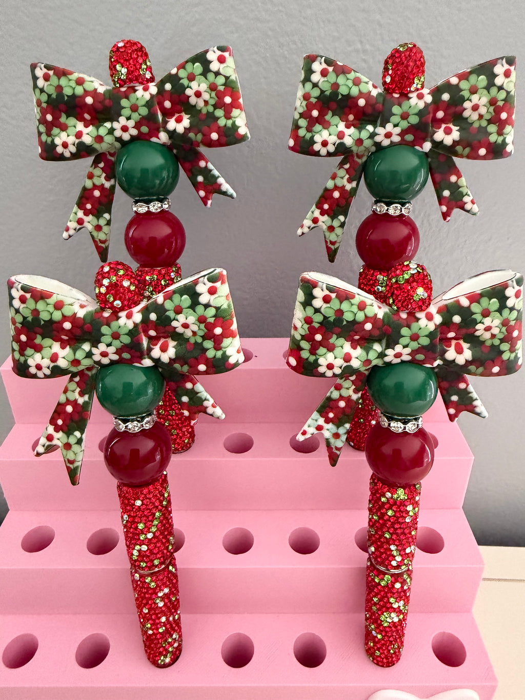 Christmas Flower Bow Beaded Pen