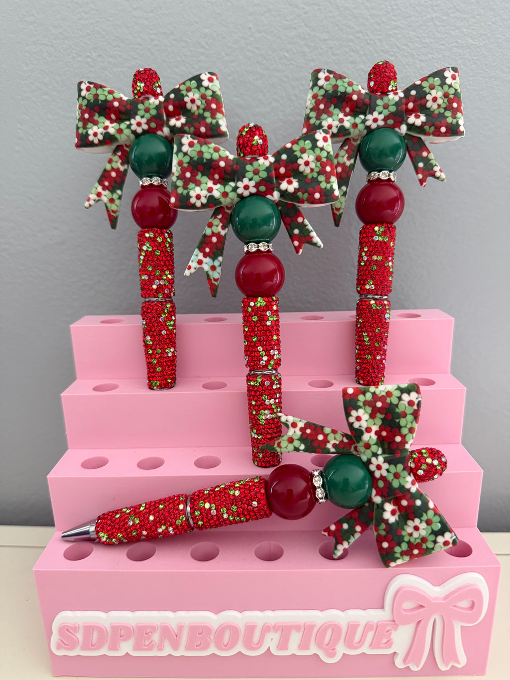 Christmas Flower Bow Beaded Pen