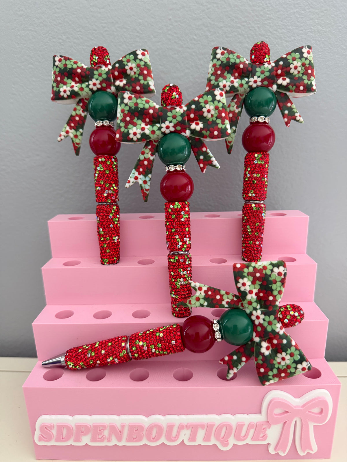 Christmas Flower Bow Beaded Pen