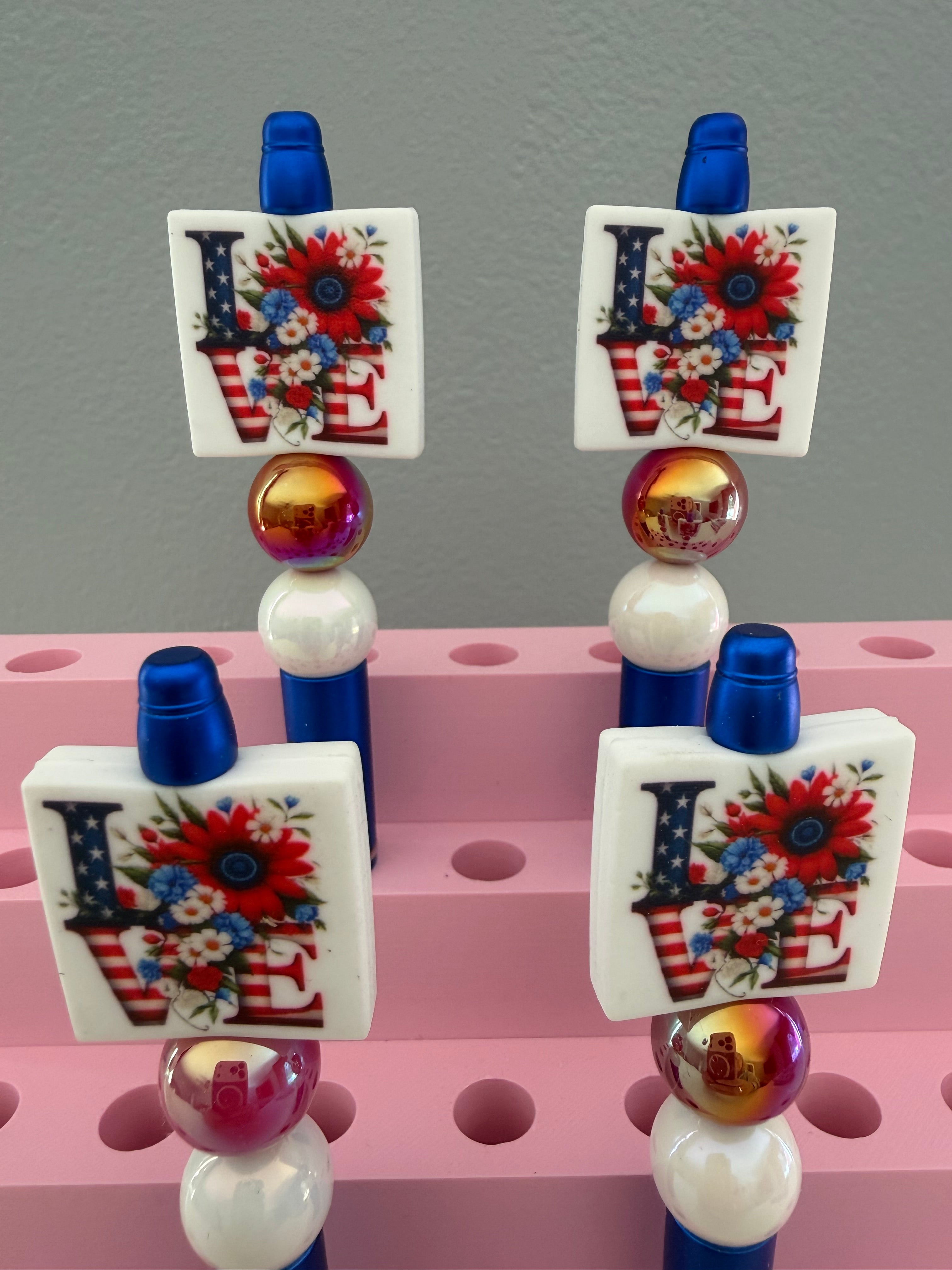 Patriotic Love Beaded Pen