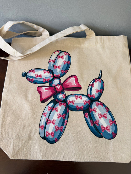 Balloon Dog Tote Bag With Matching Zipper Pouch