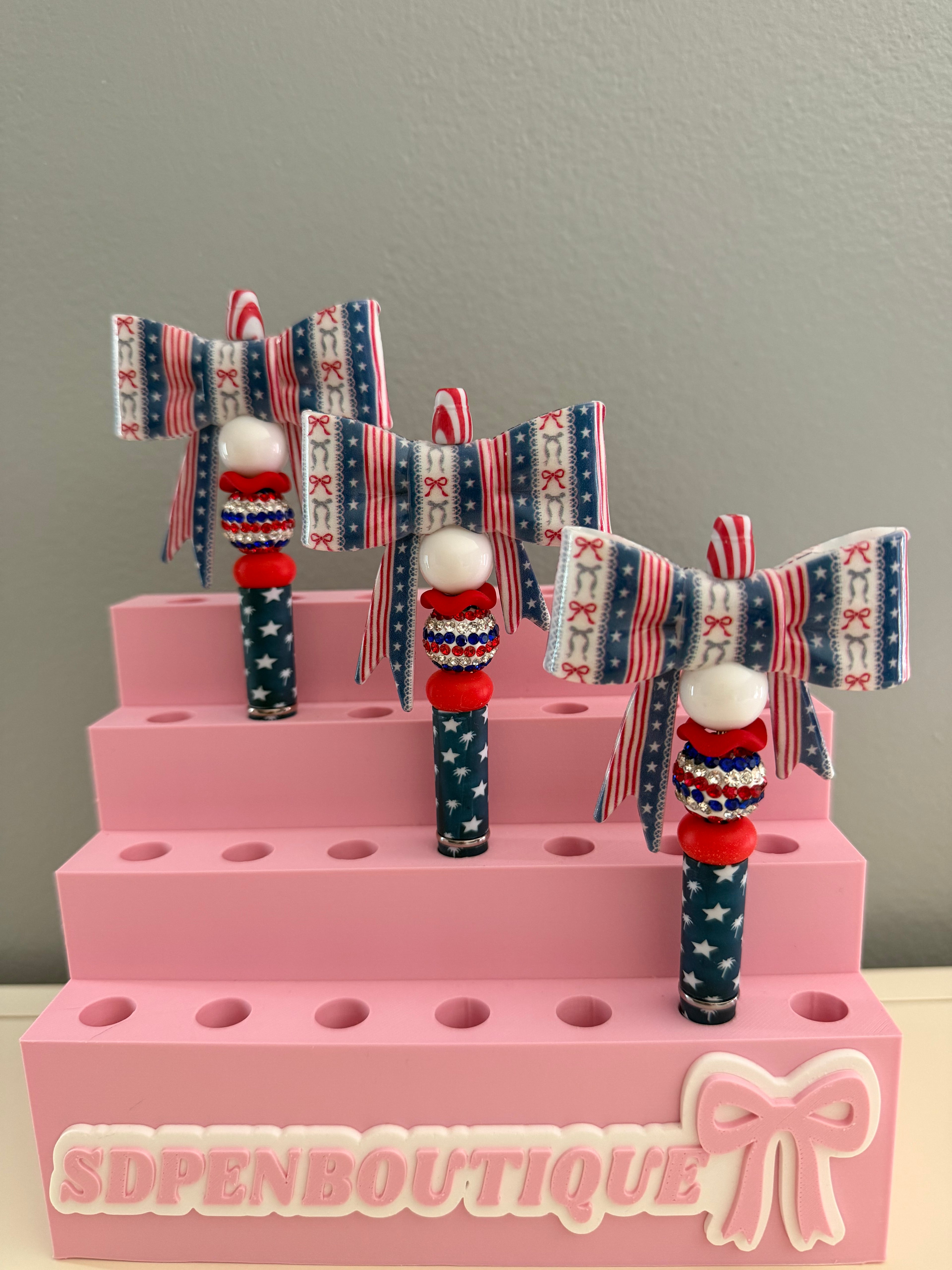 Patriotic Bow Beaded Pen