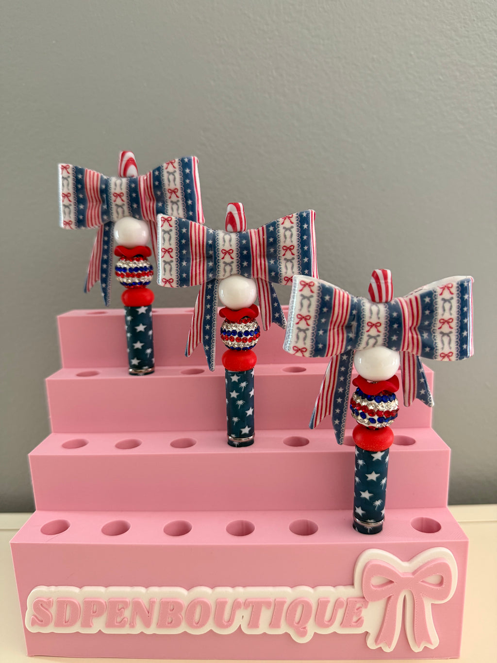 Patriotic Bow Beaded Pen