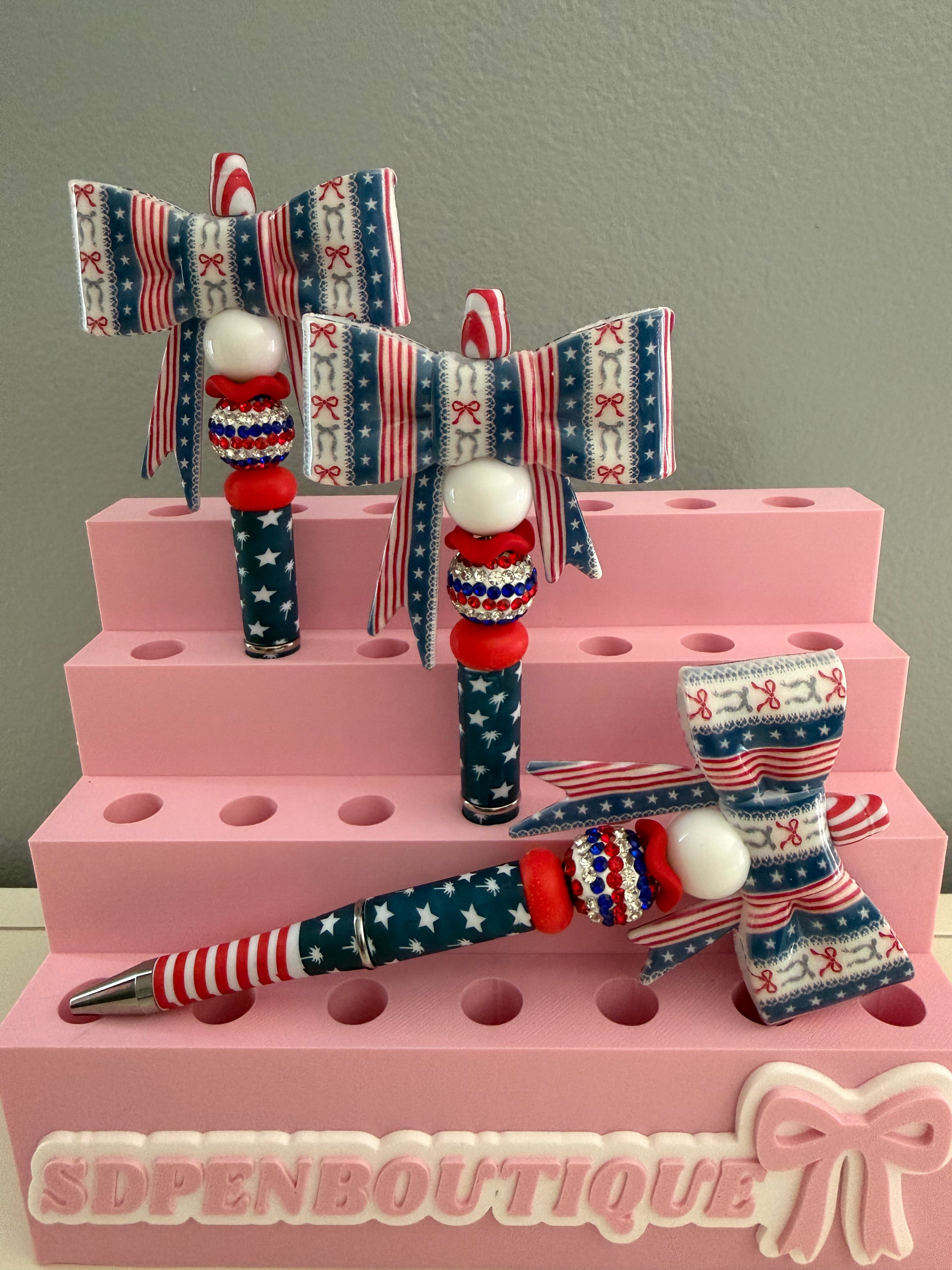 Patriotic Bow Beaded Pen