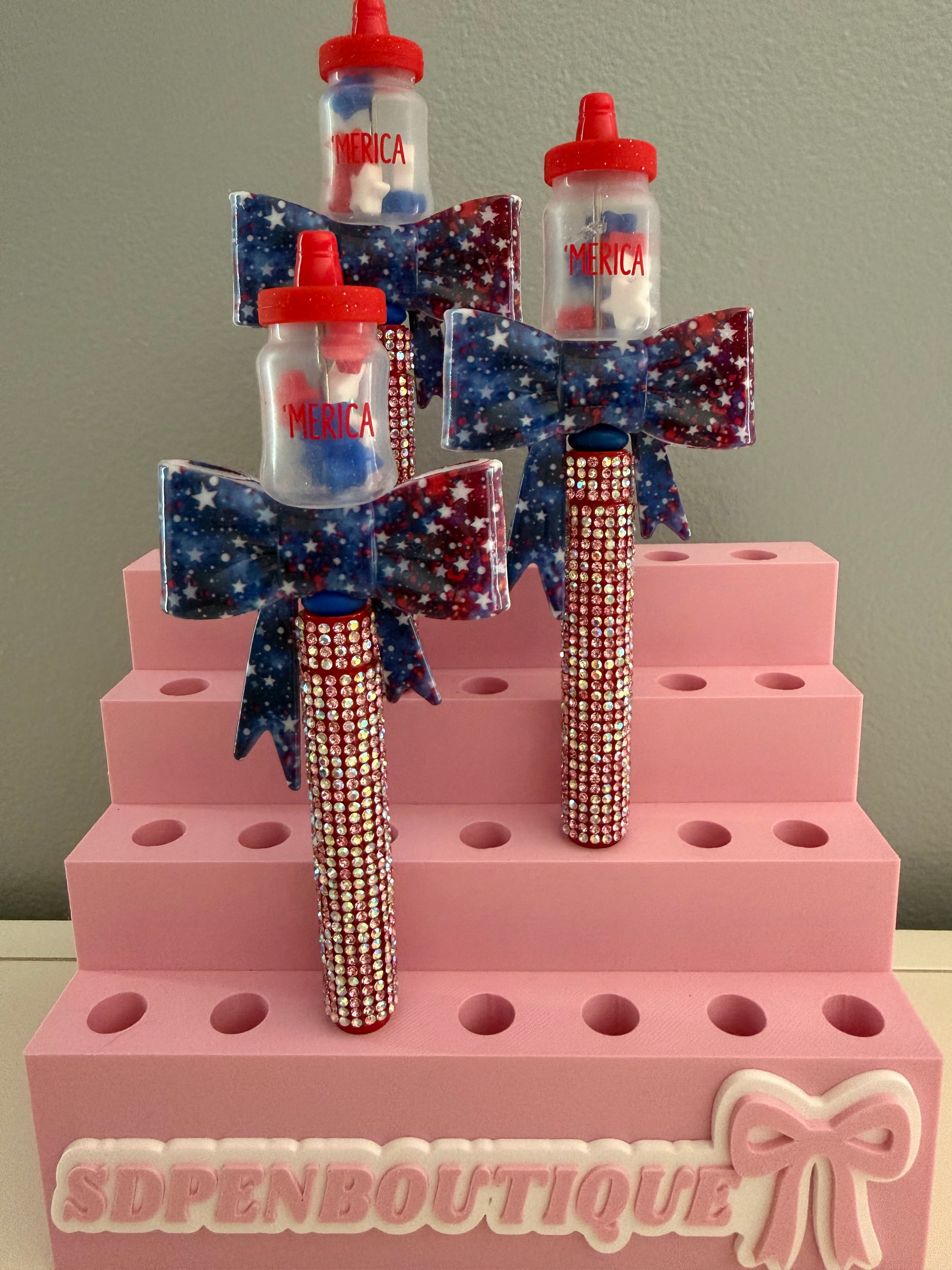 Merica/Patriotic Bow Beaded Pen