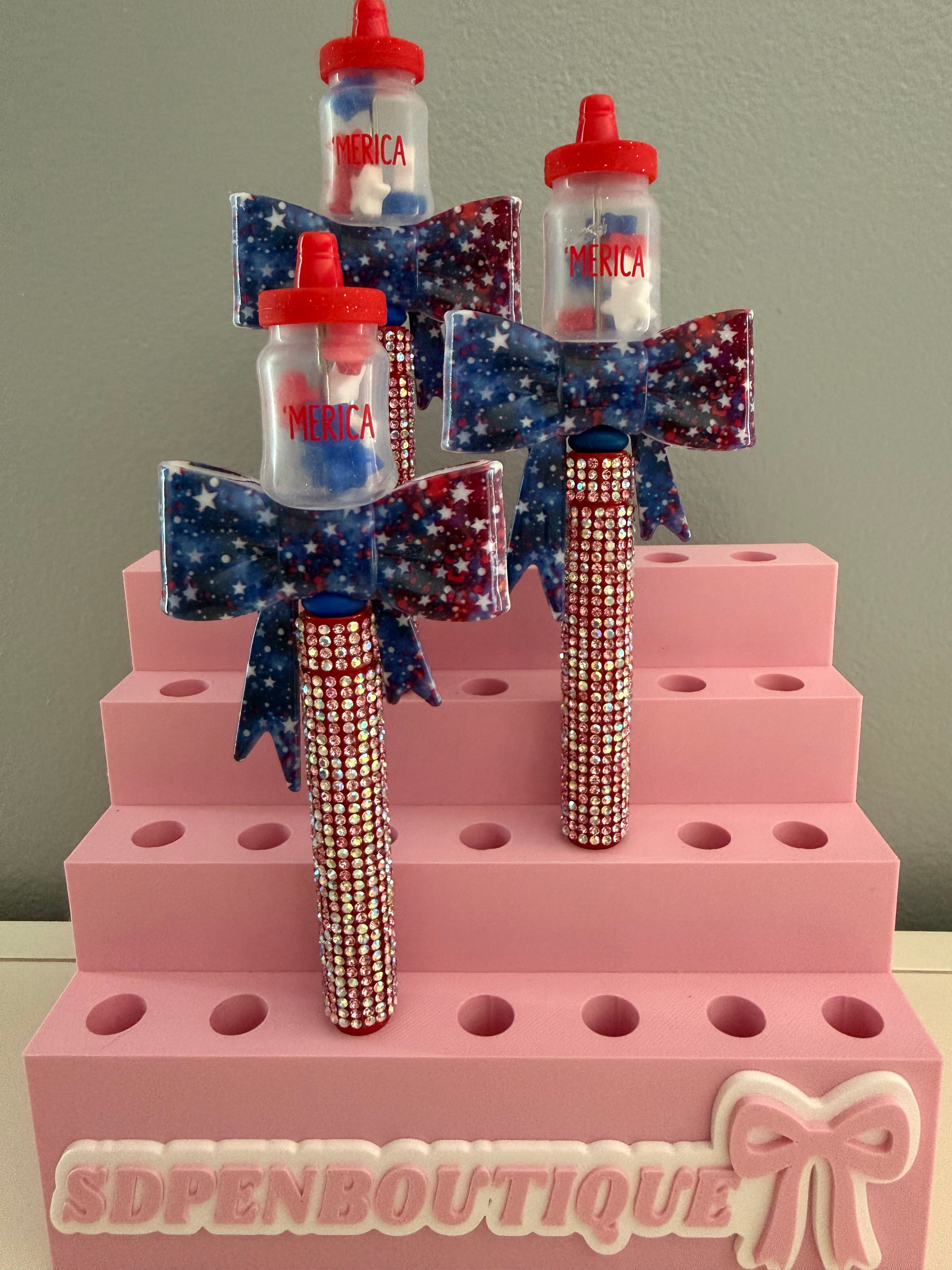 Merica/Patriotic Bow Beaded Pen