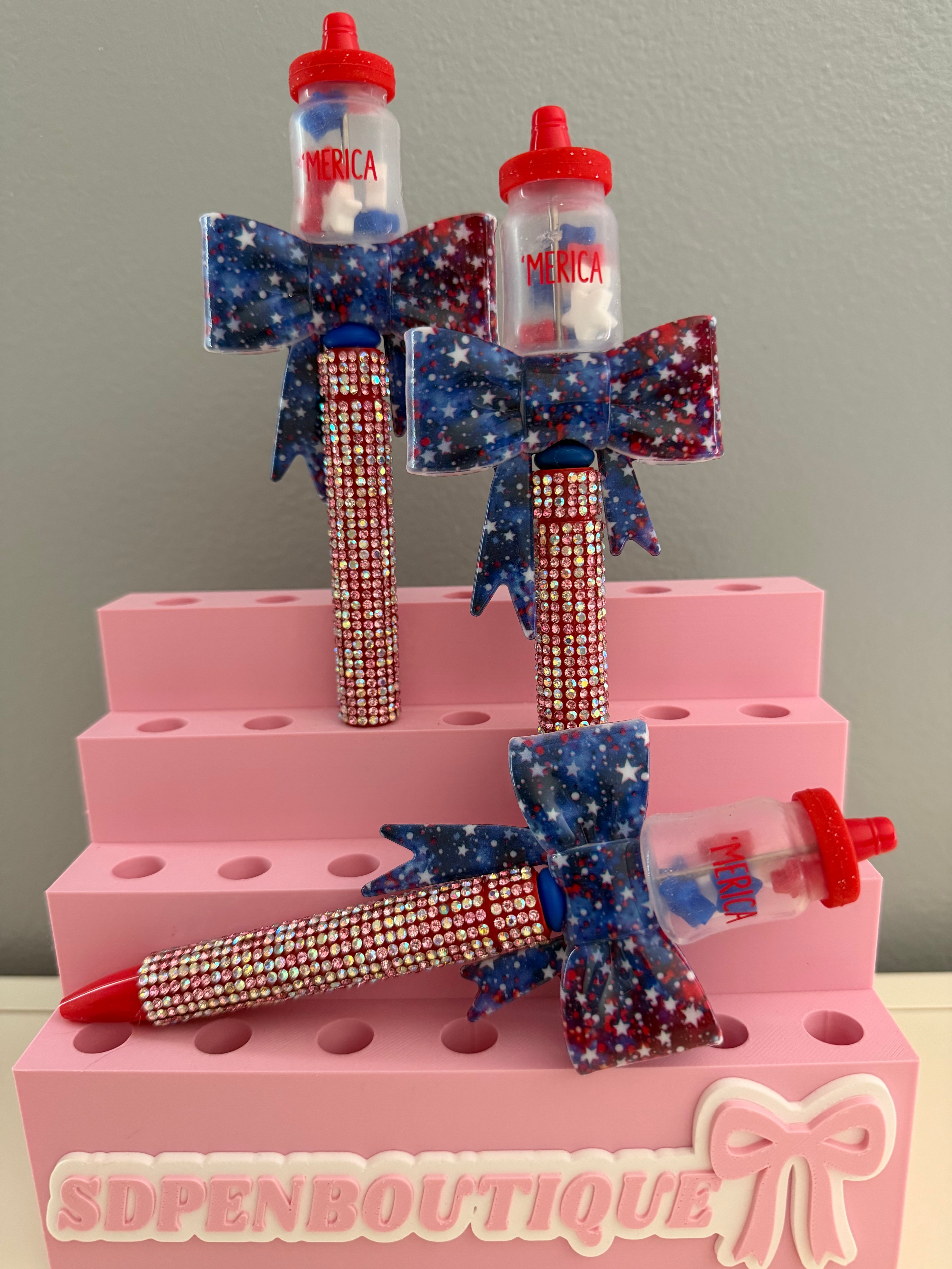 Merica/Patriotic Bow Beaded Pen