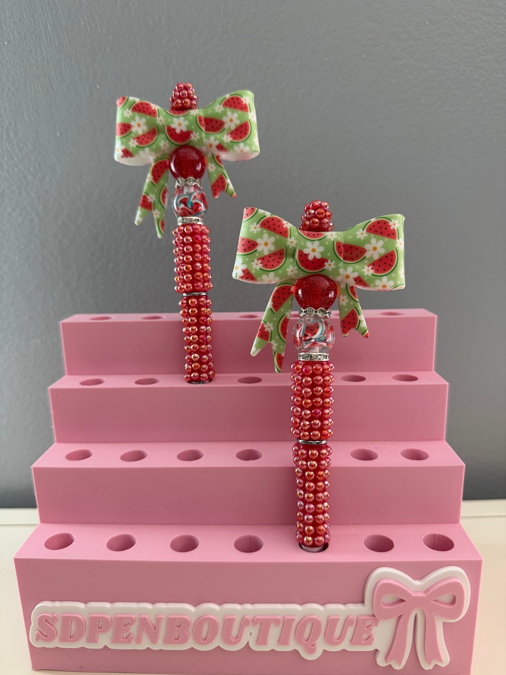 Watermelon Beaded Bow Pen