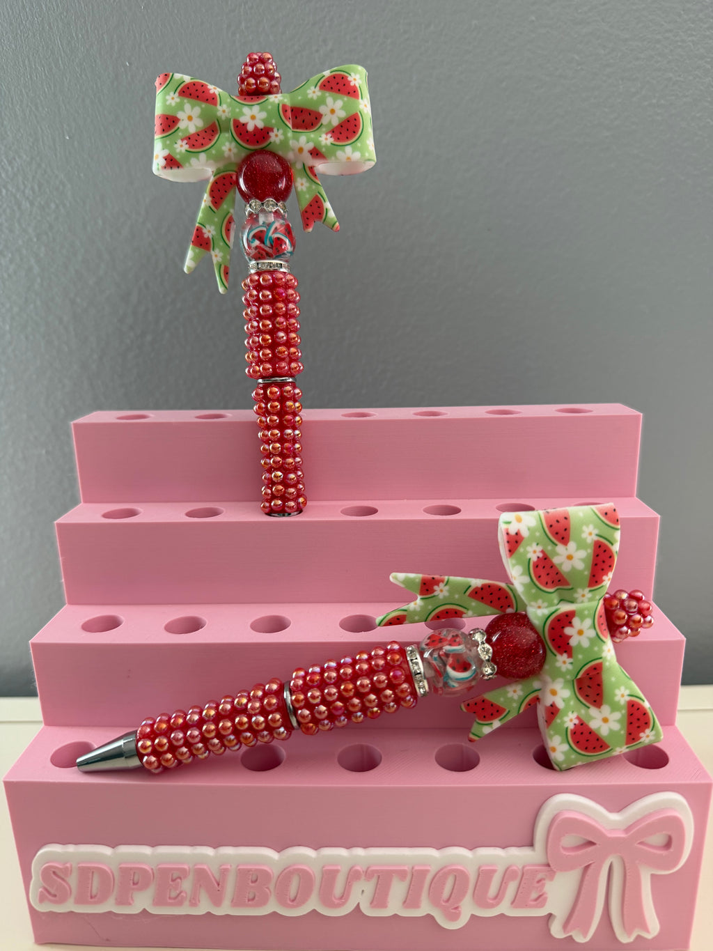 Watermelon Beaded Bow Pen