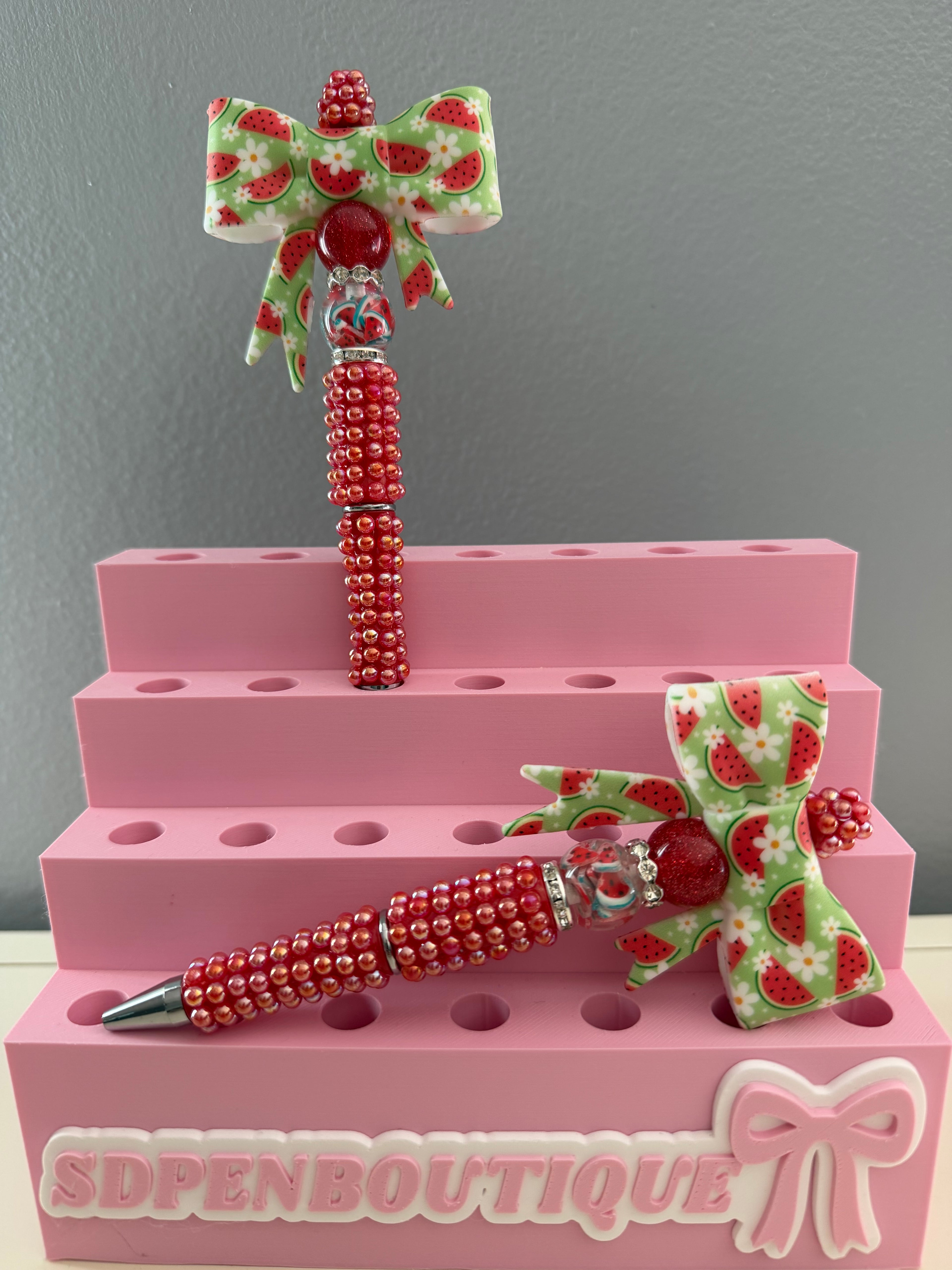 Watermelon Beaded Bow Pen