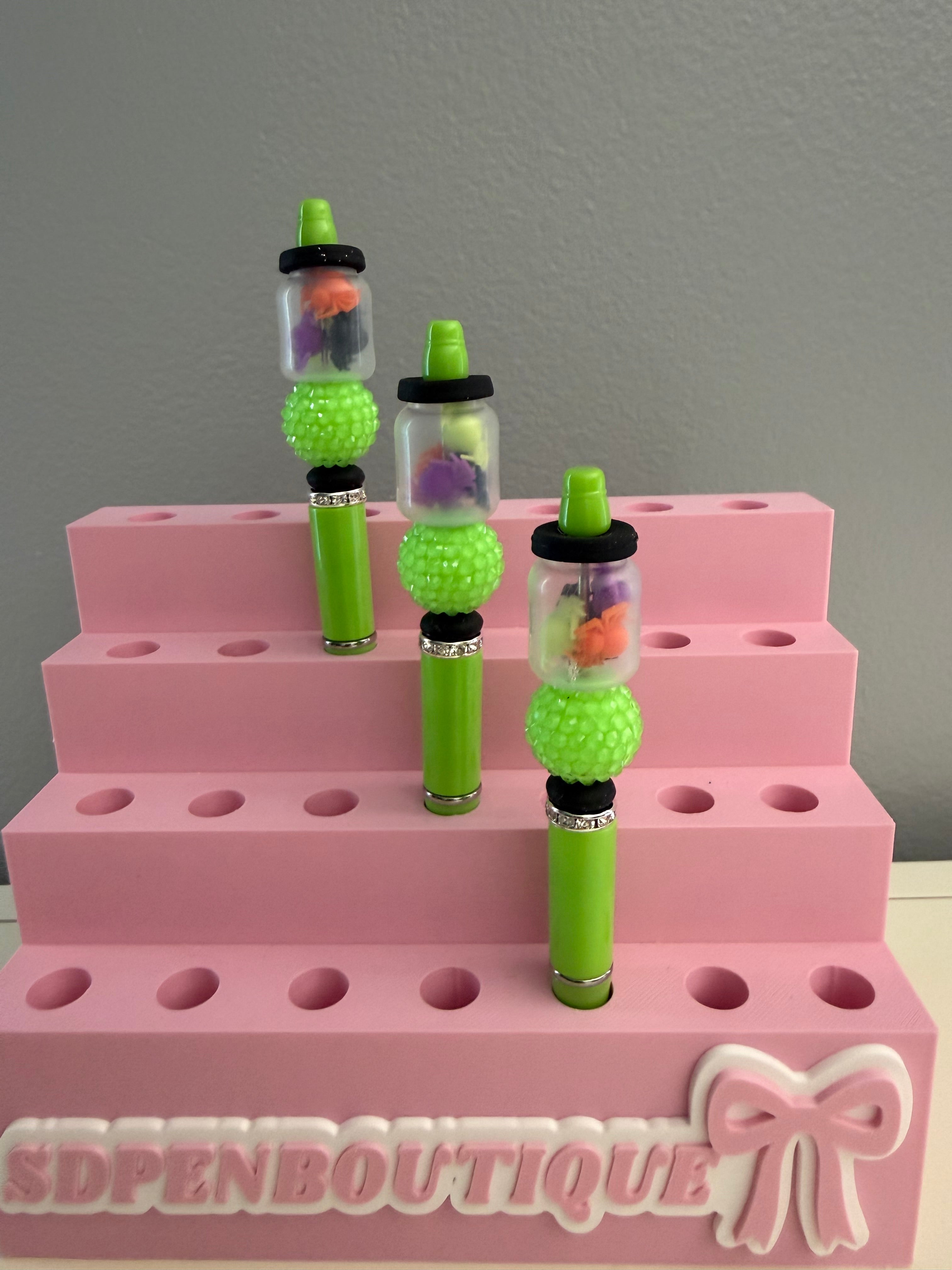 Halloween Jar Beaded Pen - Green Bead