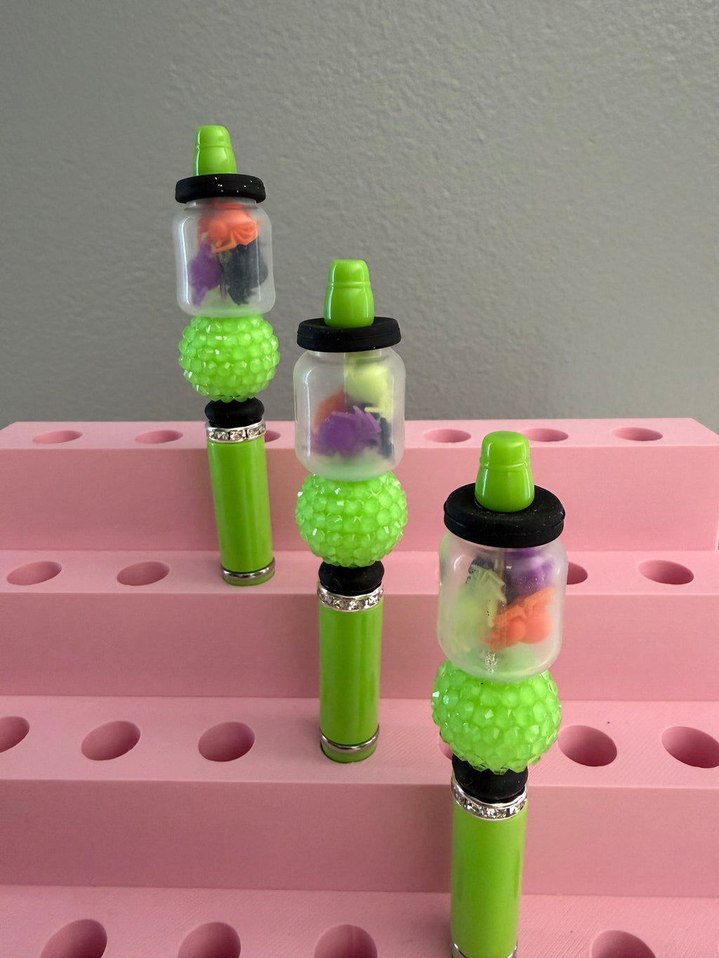 Halloween Jar Beaded Pen - Green Bead