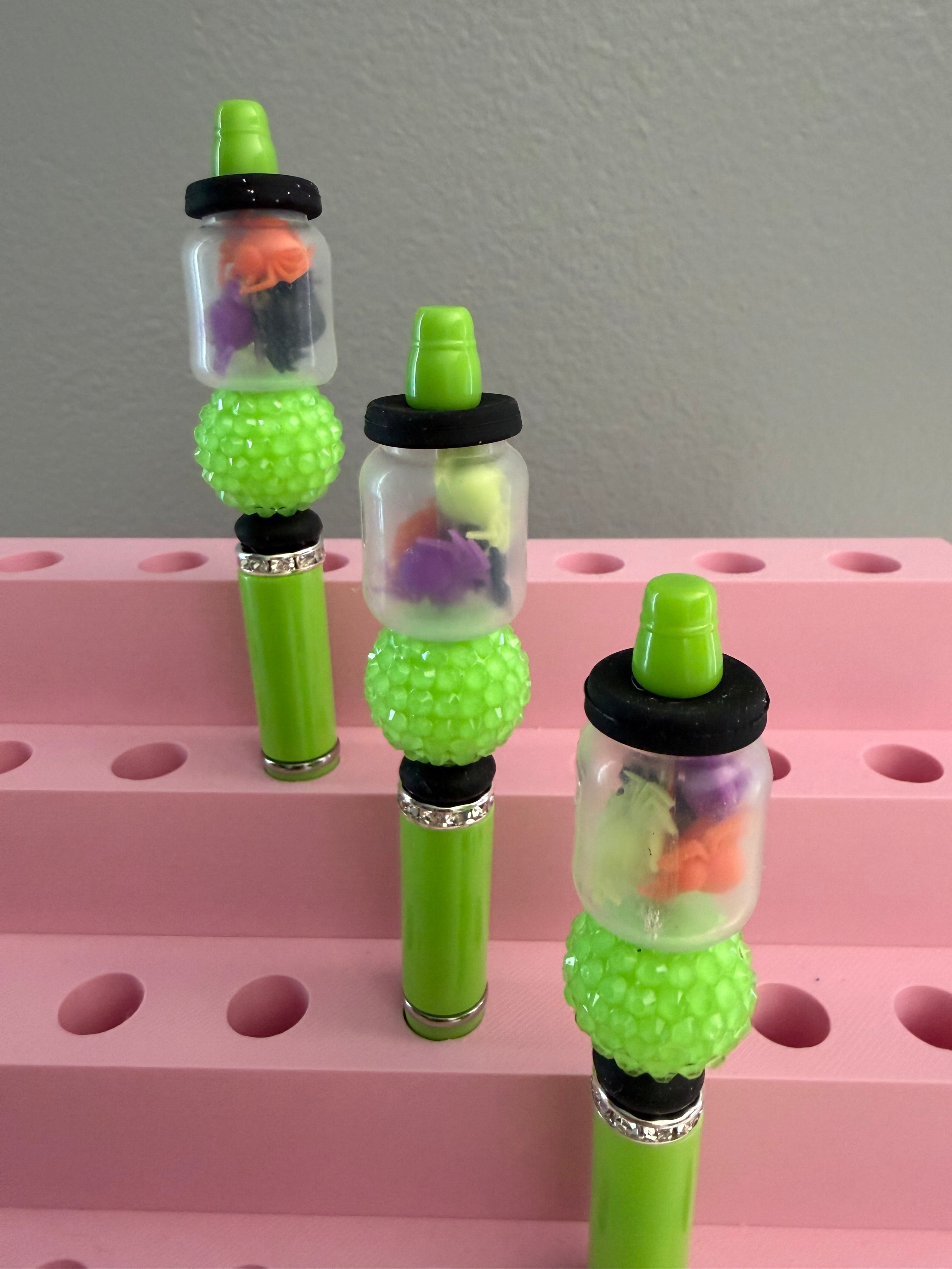 Halloween Jar Beaded Pen - Green Bead