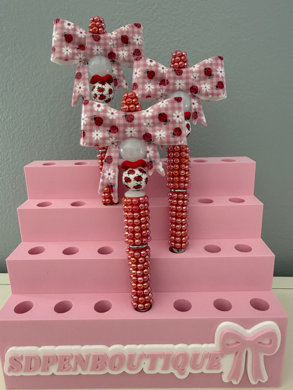 Ladybug Bow Beaded Pen