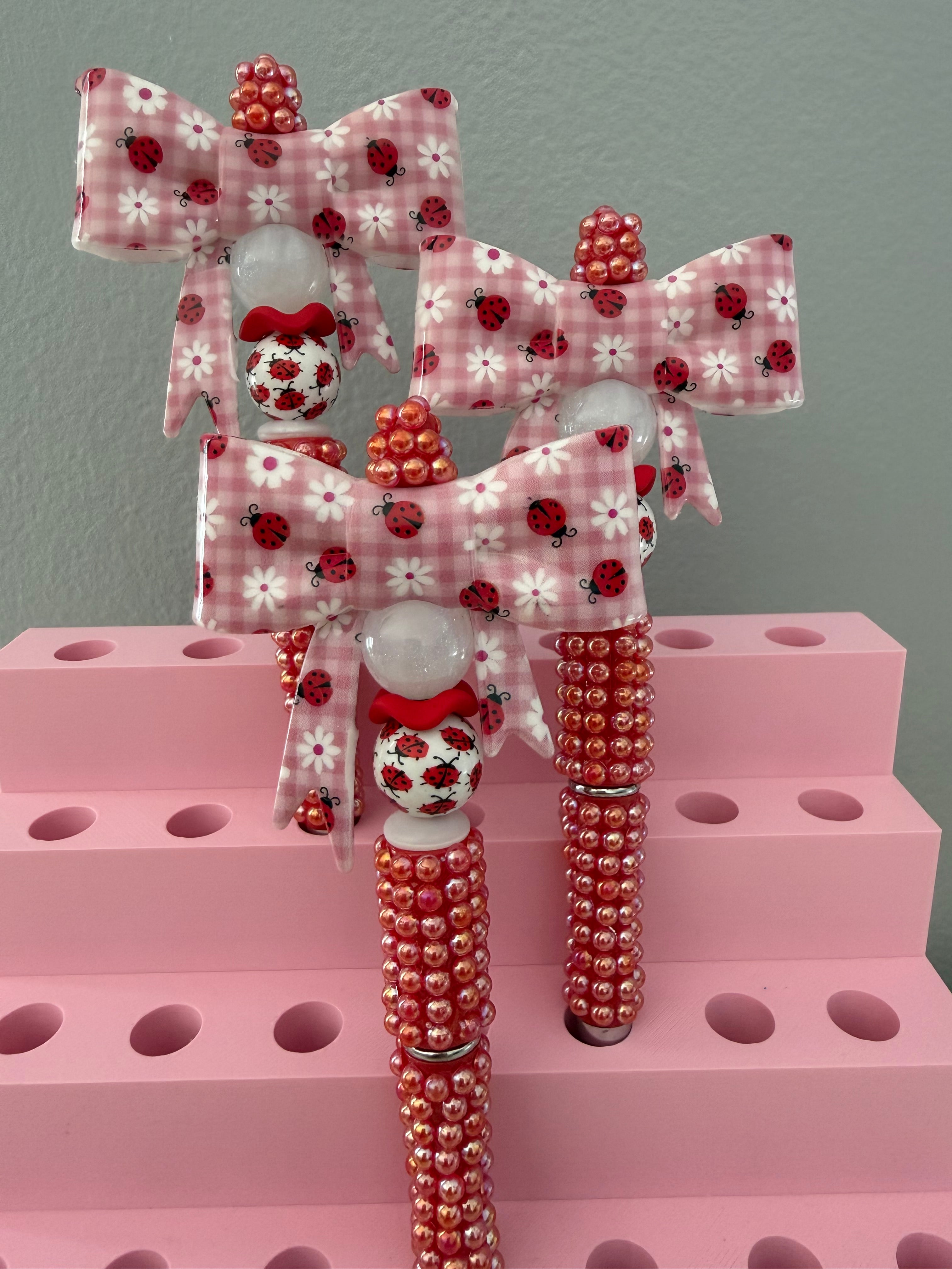 Ladybug Bow Beaded Pen