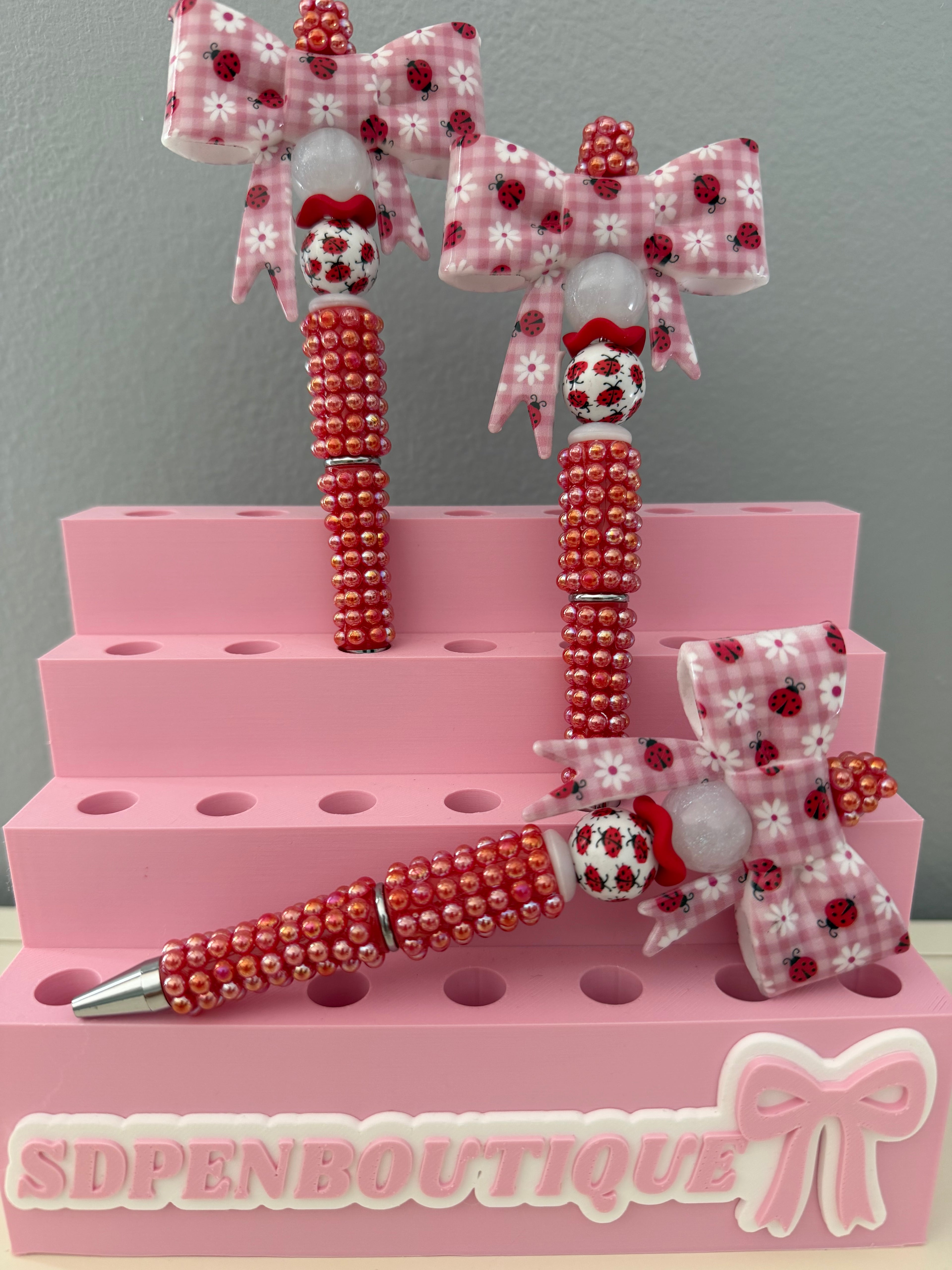 Ladybug Bow Beaded Pen
