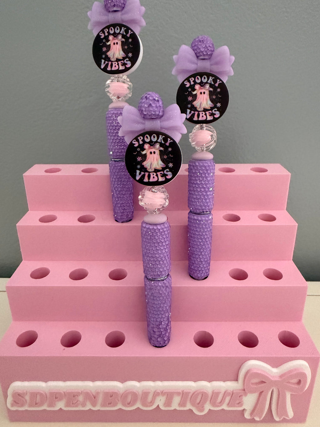 Spooky Vibes Purple Bow Beaded Pen