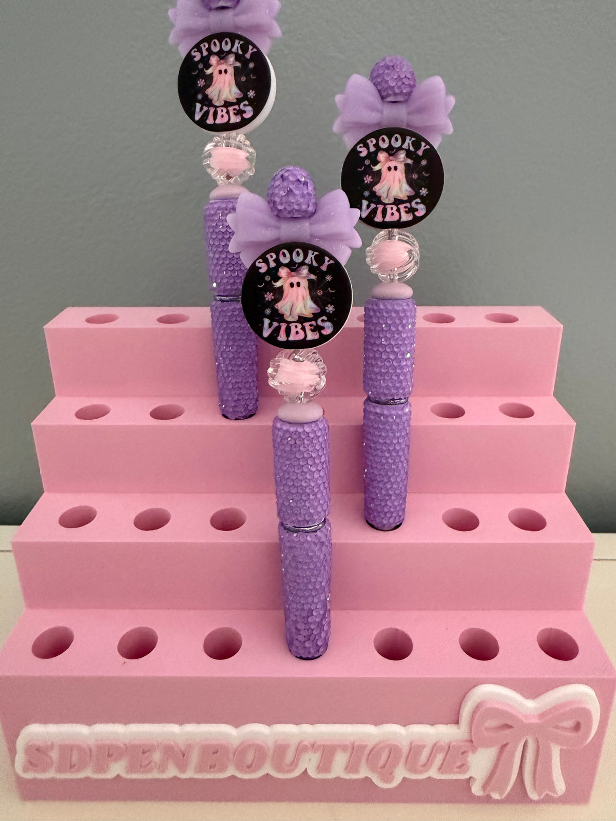 Spooky Vibes Purple Bow Beaded Pen