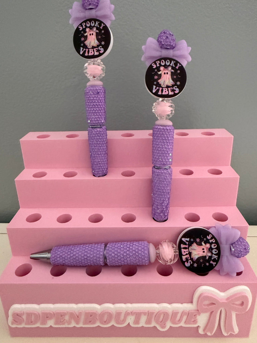 Spooky Vibes Purple Bow Beaded Pen