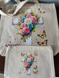 Cross Tote Bag With Matching Zipper Pouch