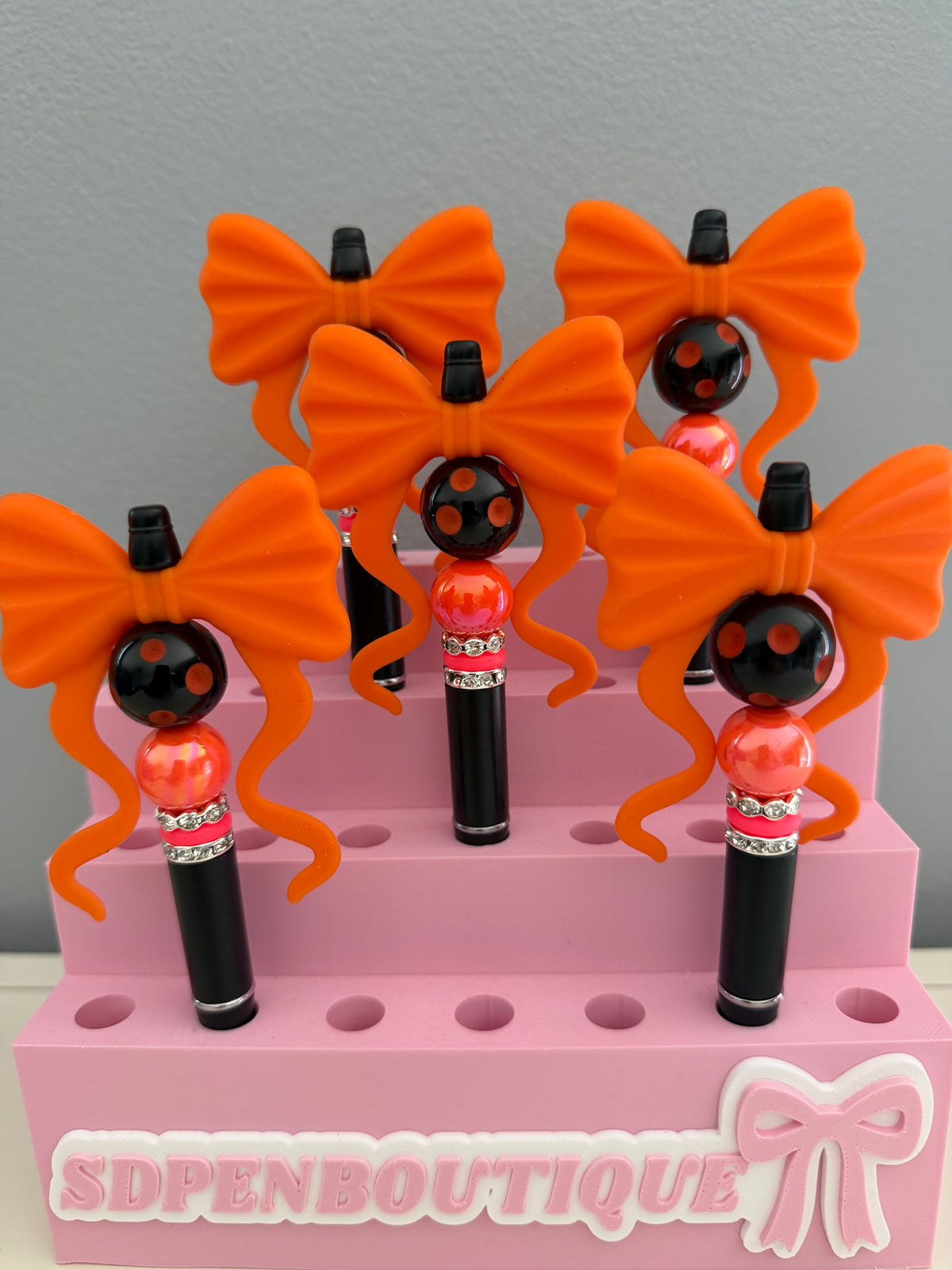 Orange Bow Beaded Pen